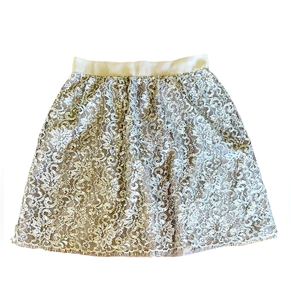 J. Crew Lace Skirt‎ in Gold Metallic Size 8